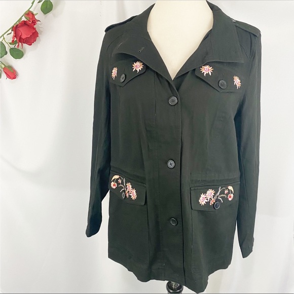 bagatelle Jackets & Blazers - Bagatelle Lightweight Jacket Floral Embroidered Pink Black